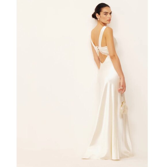 Reformation Chania Silk Dress, Ivory, M - Picture 3 of 9